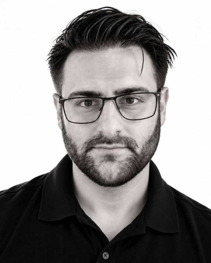 Black-and-white portrait of Omar